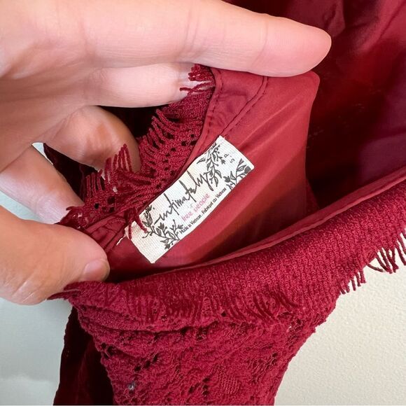 Free People Intimately Red Lace Harper Halter Mini Dress Small - Picture 9 of 13